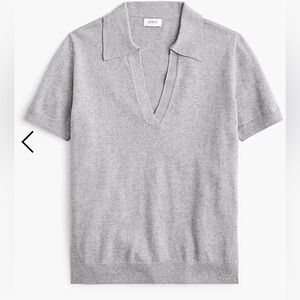 J. Crew Gray Short-sleeve cotton-cashmere-blend sweater-polo